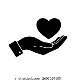 Heart in hand. Vector icon illustration