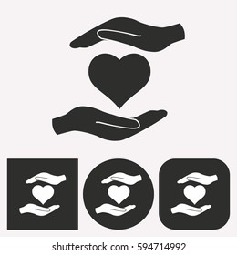 Heart in hand vector icon. Illustration isolated for graphic and web design.