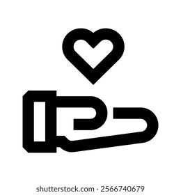 Heart in hand. Vector icon isolated on background