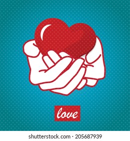 Heart in hand - Vector illustration of romantic gift idea for Valentine's day