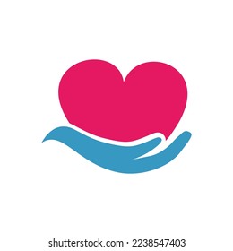 heart in hand vector logo template