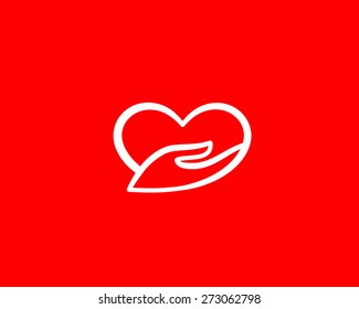 Heart in hand vector symbol