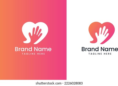heart and hand wave vector logo design