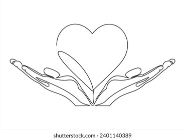 Heart in hand-continuous line drawing	
