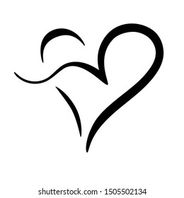 Heart. Hand-drawn decorative calligraphy element for your design. Vector.