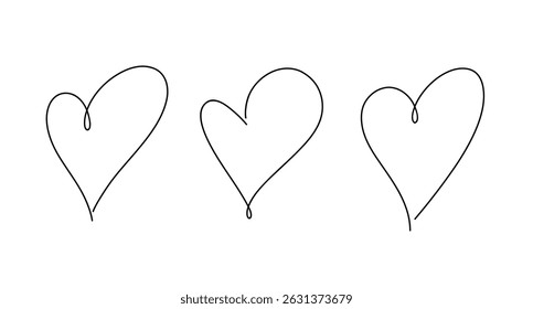 El corazón está dibujado a mano con una línea continua, Ilustración vectorial, contorno simple, boceto. Una señal romántica de amor. Elemento decorativo para un día de fiesta, decoración, diseño, San Valentín, cartel