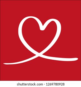 Heart hand-drawn vector background red white