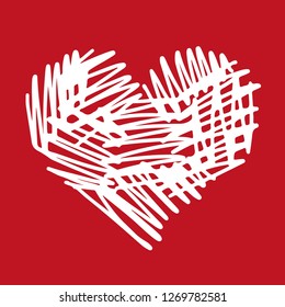Heart hand-drawn vector background red white