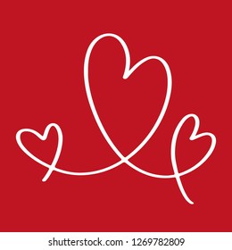 Heart hand-drawn vector background red white