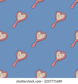 Heart handle mirror vector seamless pattern. Cute repeat background for textile, design, fabric, cover etc.