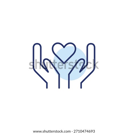 Heart in hands. Caring support, trusted health and charity services. Pixel perfect, editable stroke vector icon