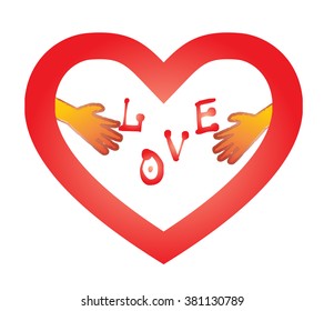 Heart with hands contained love sign 