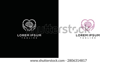 Heart Hands Cradling Brain Mental Health Care Logo Design