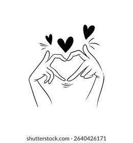 Heart hands creating love symbols in a minimalist style during a creative art session