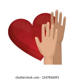 heart with hands up fight