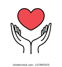 Heart in hands; Hands holding heart