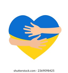 heart hands hug support pray ukrainian style art drawn