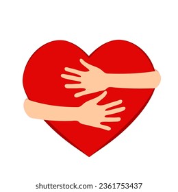 heart with hands hug symbol love and care