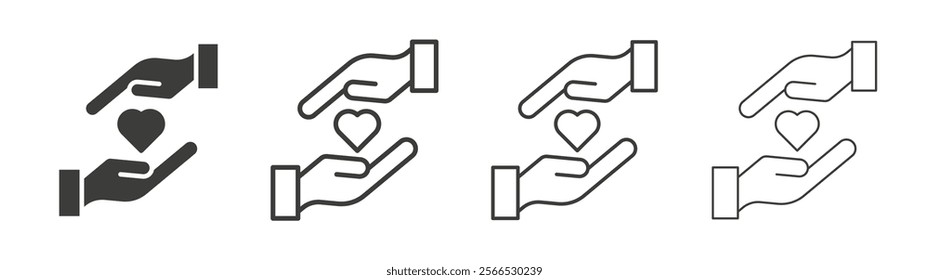 Heart and hands icon collection for website design, app, UI design.