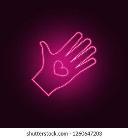 heart in hands icon. Elements of Valentine in neon style icons. Simple icon for websites, web design, mobile app, info graphics