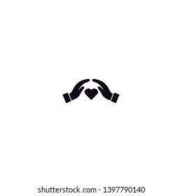 heart in hands icon, flat design