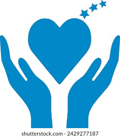 heart in hands icon, heart icon, hand icon, hands holding heart icon, love, romance, care, star, stars