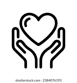 Heart in hands icon. Hands holding a heart. Symbol of love and care. Vector illustration