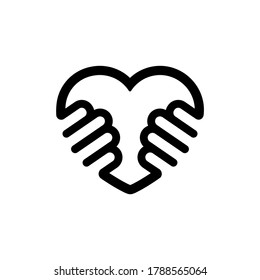 Heart in hands icon. Love concent. Vector on isolated white background. EPS 10