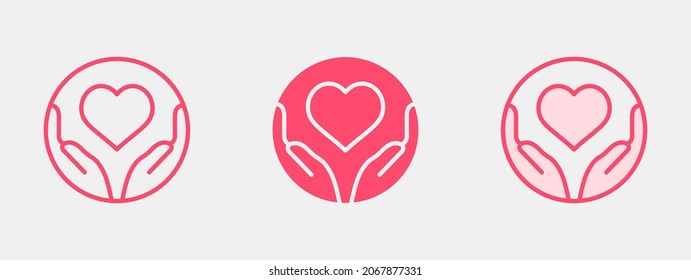 Heart In Hands Icon. Nonprofit, Justice, Organization Logo Template. Vector Illustration.