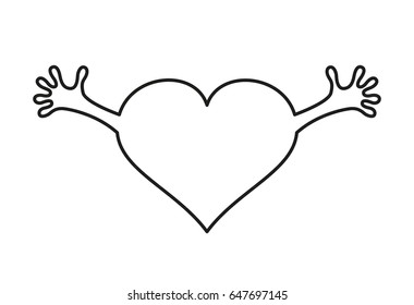 Heart with hands icon on white background. Vector illustration.  