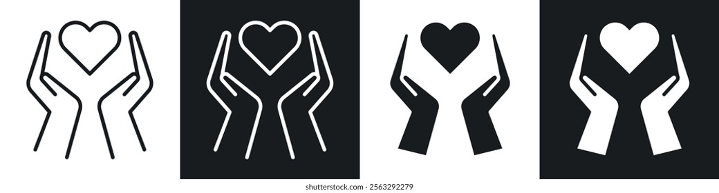 Heart and hands icon pack for app and website ui designs.