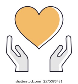 Heart and Hands Icon Representing Love, Care, and Emotional Support