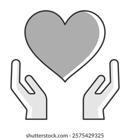 Heart and Hands Icon Representing Love, Care, and Emotional Support