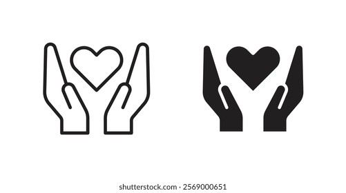 Heart and hands icon set vector graphics designs