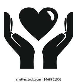 Heart in hands icon. Simple illustration of heart in hands vector icon for web design isolated on white background