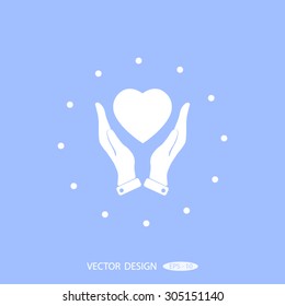 heart in hands icon vector