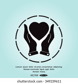 heart in hands icon vector