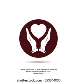 heart in hands icon vector