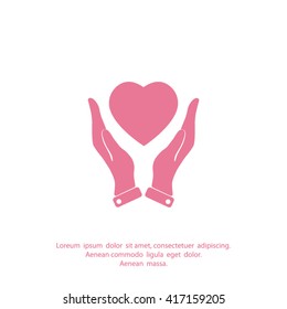 heart in hands icon vector