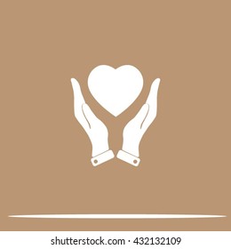 heart in hands icon vector