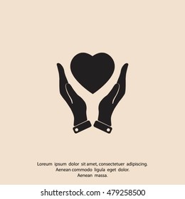 heart in hands icon vector