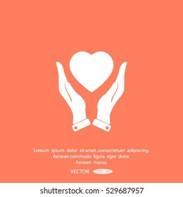 heart in hands icon vector