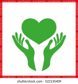 Heart in the hands icon vector illustration eps10. Isolated badge for website or app - stock infographics
