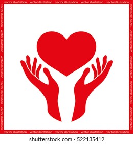Heart in the hands icon vector illustration eps10. Isolated badge for website or app - stock infographics