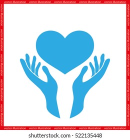 Heart in the hands icon vector illustration eps10. Isolated badge for website or app - stock infographics
