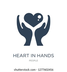 heart in hands icon vector on white background, heart in hands trendy filled icons from People collection, heart in hands vector illustration