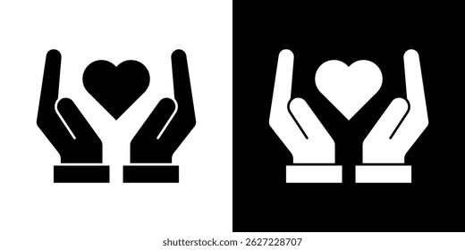 Heart and hands icon vector, solid illustration, pictogram