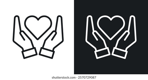 Heart and hands icons set vectors on white background.