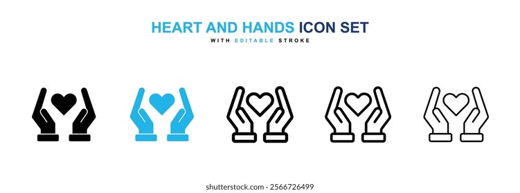 Heart and hands icons vector collection pack.