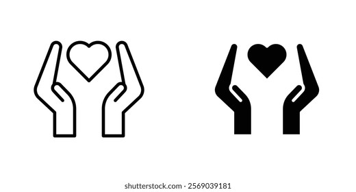 Heart and hands icons vector graphic pack